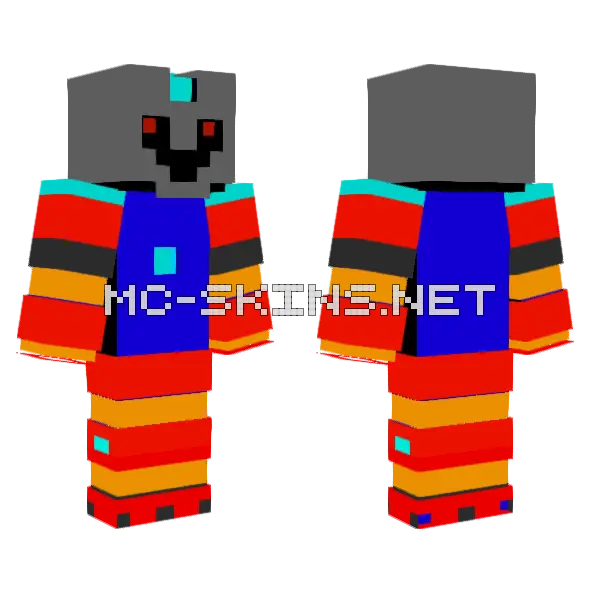 Clone Drone Spear Bot Fire Minecraft skin, front and back