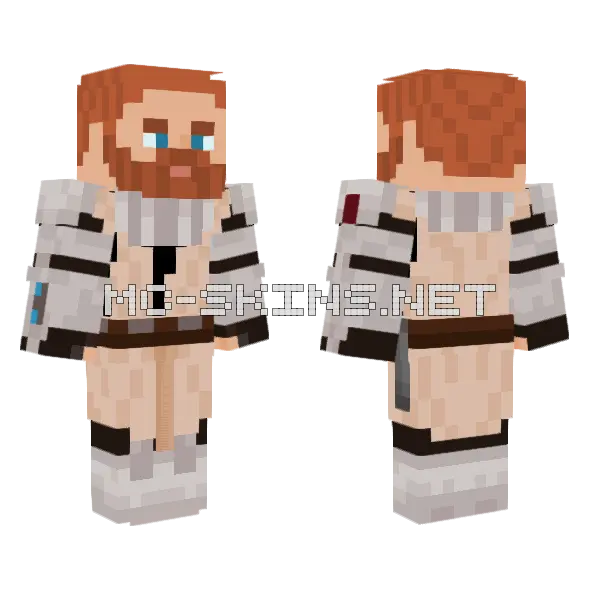 Clone Wars Master Obi Wan Kenobi Minecraft skin, front and back
