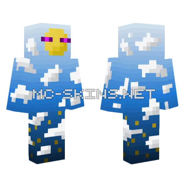 Cloudy Enderman Minecraft skin, front and back