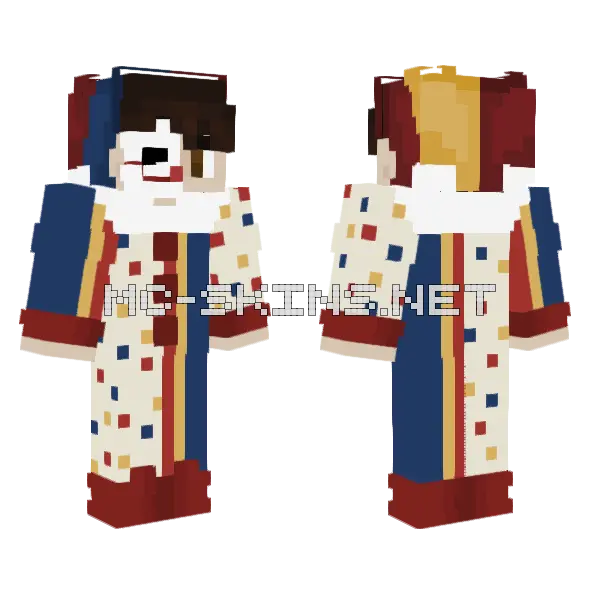 Clown Ghavin Minecraft skin, front and back