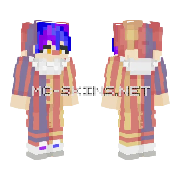 Clown Sam Minecraft skin, front and back