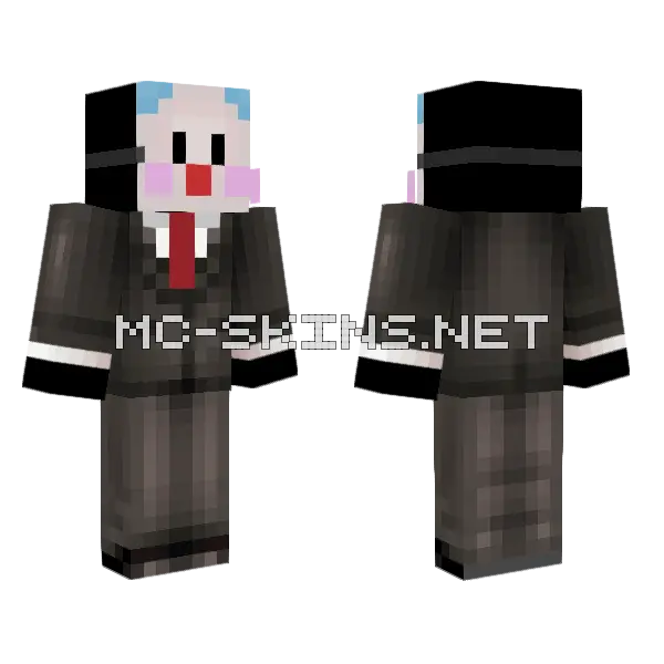 Clown Suit With Tie Minecraft skin, front and back