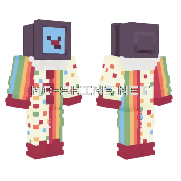Clown TV Minecraft skin, front and back