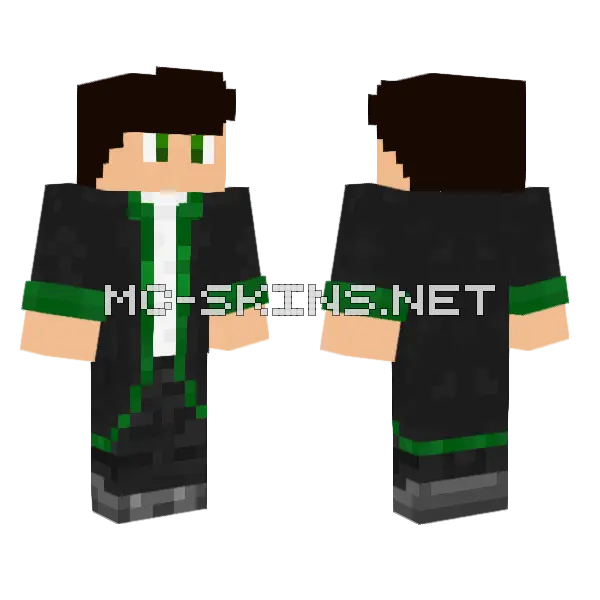 Coat Green Black Minecraft skin, front and back