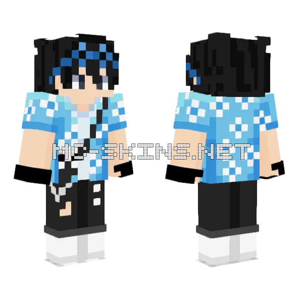 Cocouchi Blue Outfit Minecraft skin, front and back