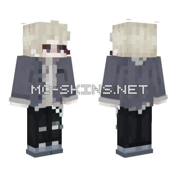 Cold Anime Boy Minecraft skin, front and back