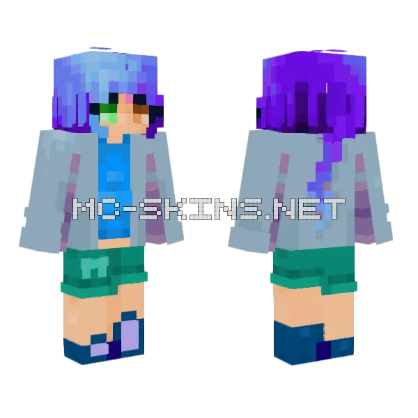 Cold Shoulder Girl Minecraft skin, front and back