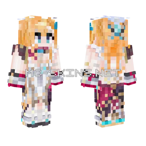 Color Accurate Genshin Impact Minecraft skin, front and back