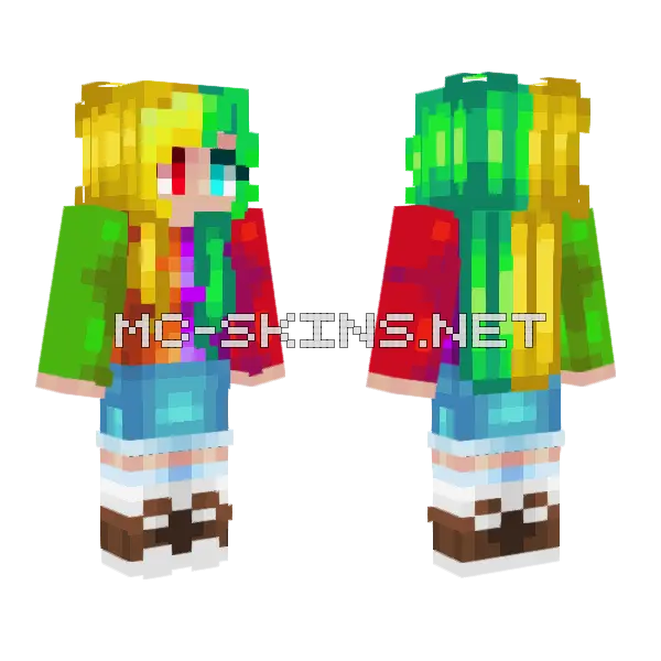 Color Explosion Minecraft skin, front and back