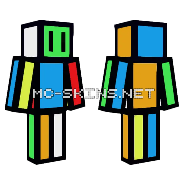 Colored Cube Minecraft skin, front and back