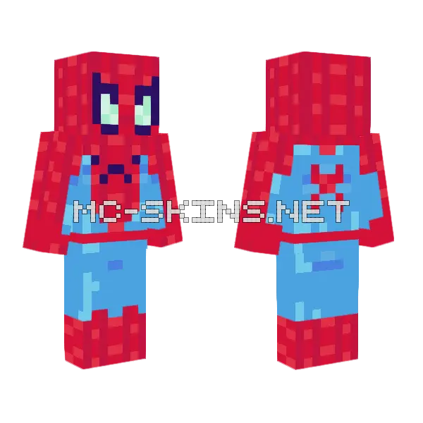 Colorful Classic Spider-Man Minecraft skin, front and back