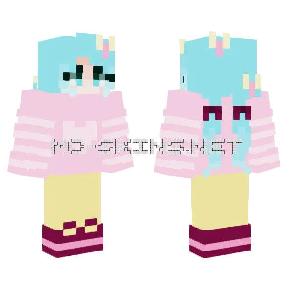 Colorful Girl Minecraft skin, front and back