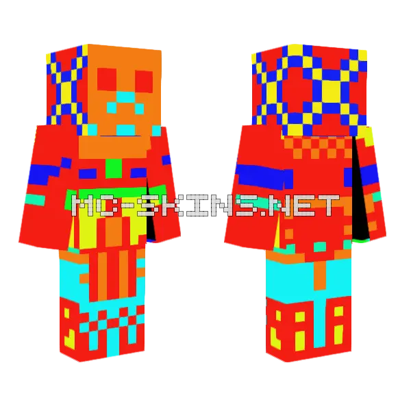 Colorful Mech Suit Minecraft skin, front and back