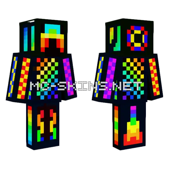 Colorful Rainbow Skin Minecraft skin, front and back