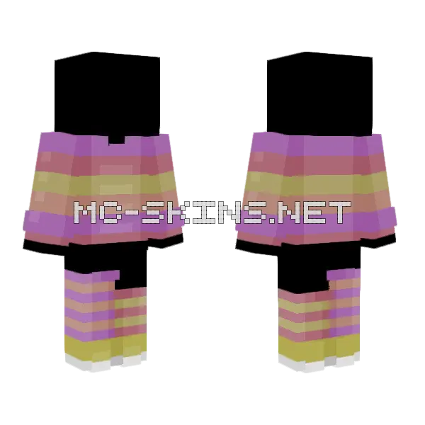 Colorful Sweater Socks Purple Pink Yellow Orange Stripe Minecraft skin, front and back