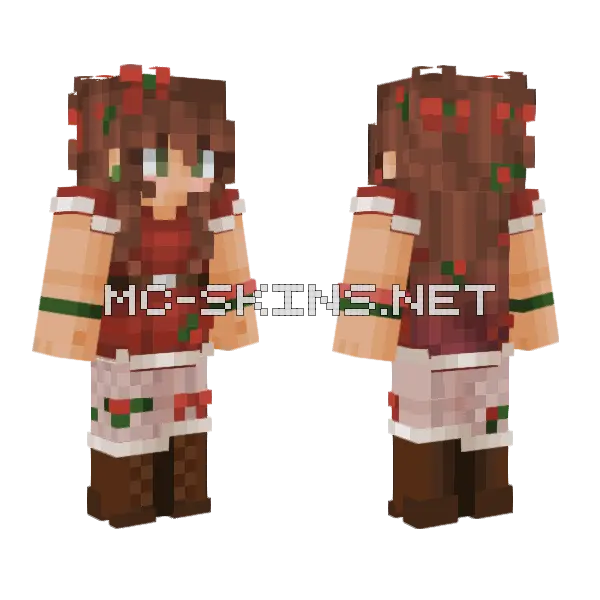 Colors of Christmas Girl Minecraft skin, front and back