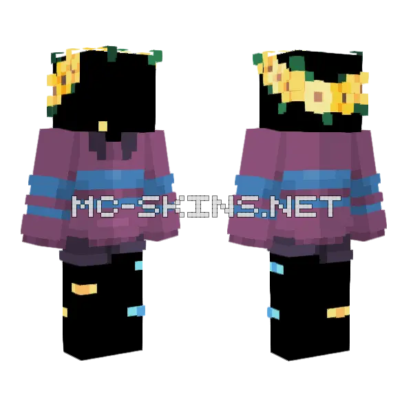Colour Swapped Frisk Sweater Minecraft skin, front and back