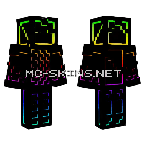 Coloured Demon Minecraft skin, front and back
