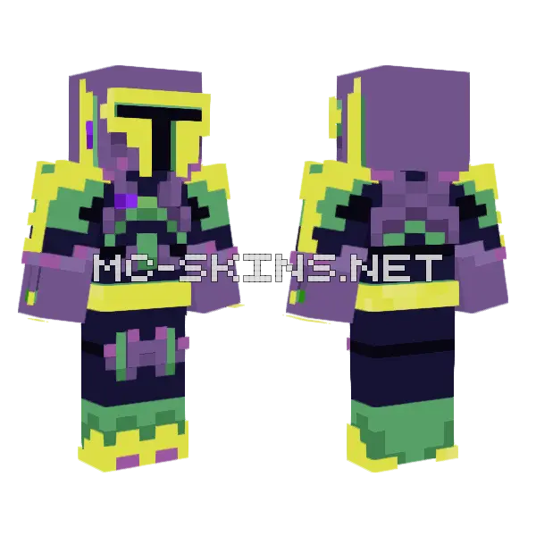 Contrasted Mandalorian Minecraft skin, front and back