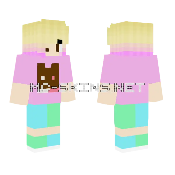 Cookie Cat Pink T-Shirt Minecraft skin, front and back