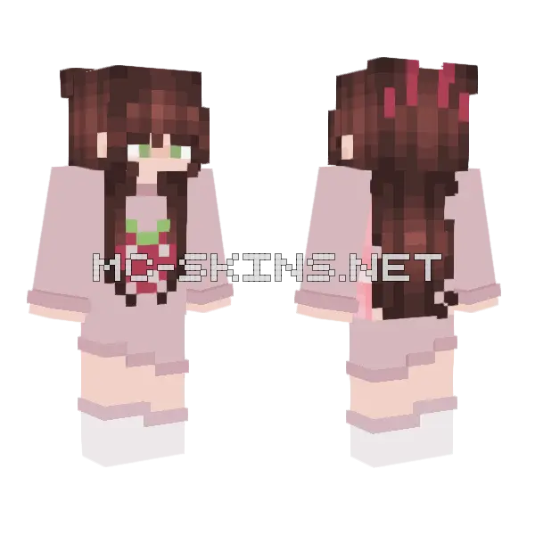 Cookie In Strawberry PJs Minecraft skin, front and back