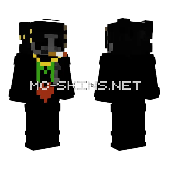 Cool Black Outfit Boy Minecraft skin, front and back