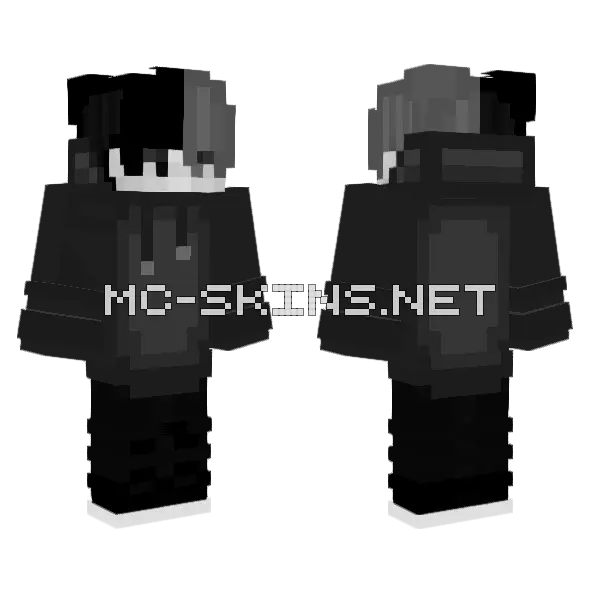 Cool Black White Hoodie Guy Minecraft skin, front and back