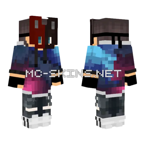 Cool Boy Bunny Mask Minecraft skin, front and back