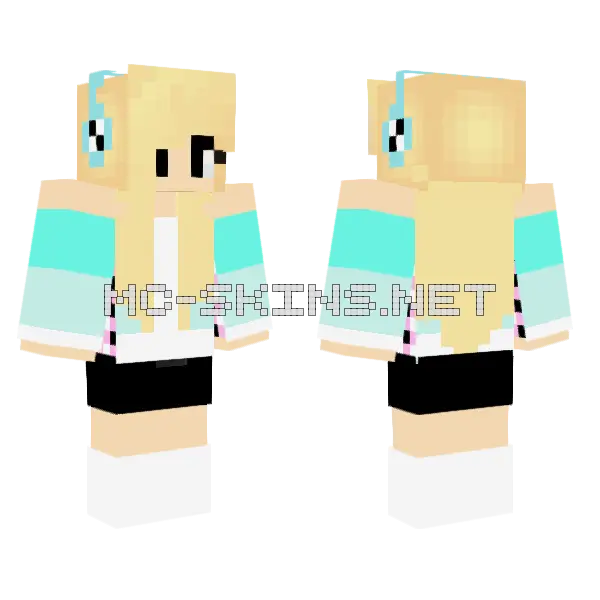 Cool Girl Blue And White Minecraft skin, front and back