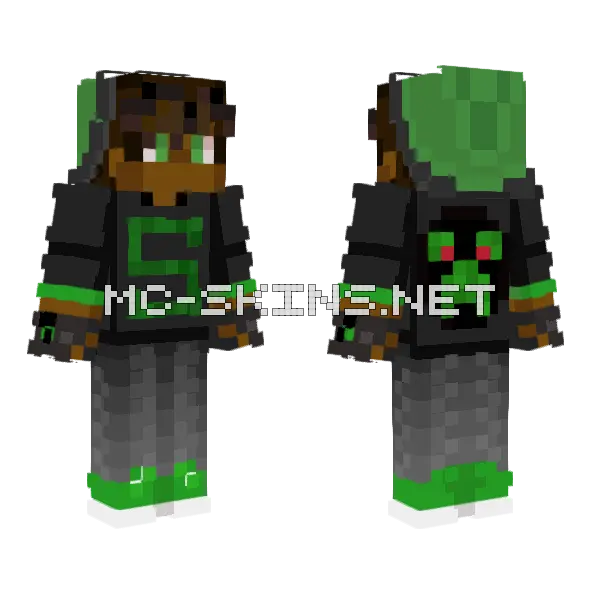 Cool Green Boy v4 Minecraft skin, front and back