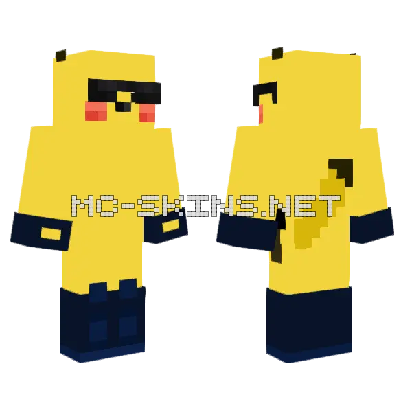 Cool Pikachu Minecraft skin, front and back