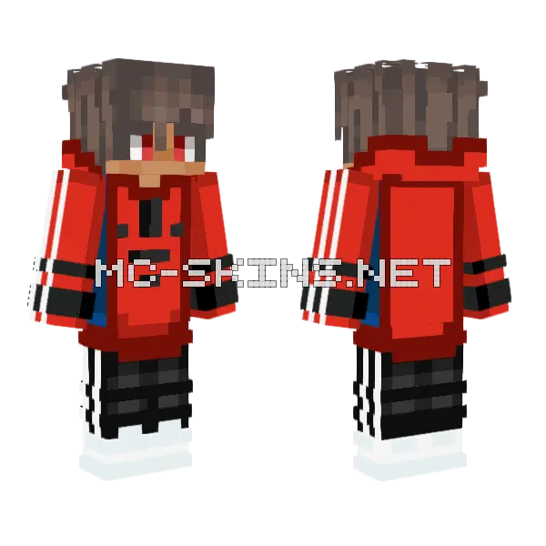 Cool Red Hoodie Minecraft skin, front and back
