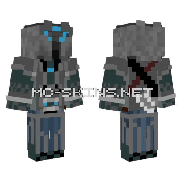 Cool Warrior Man Minecraft skin, front and back
