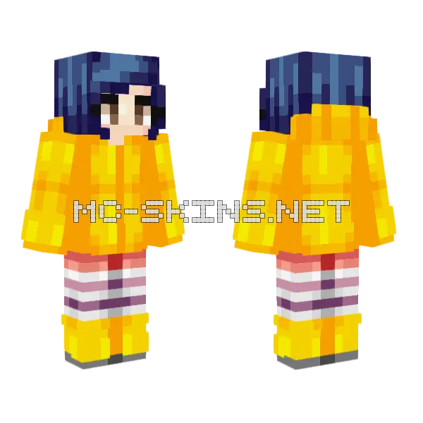 Coraline Minecraft skin, front and back