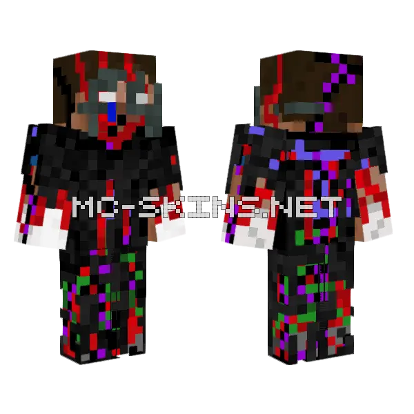 Corrupt Herobrine Minecraft skin, front and back
