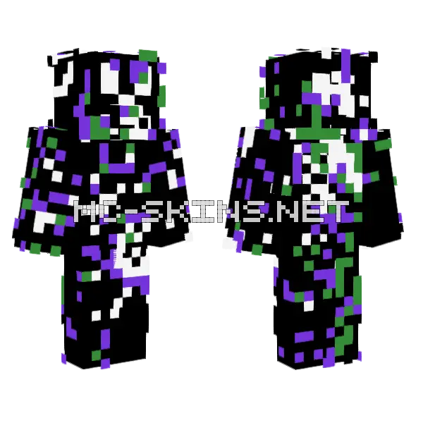 Corrupted Creeper Minecraft skin, front and back