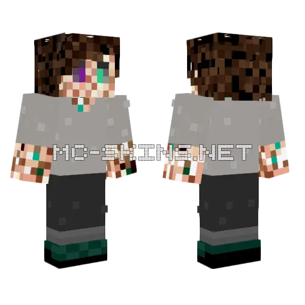Corrupted Dude V2 Minecraft skin, front and back
