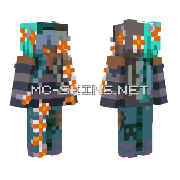 Corrupted Eyeblossom Minecraft skin, front and back