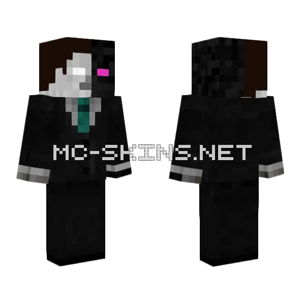 Corrupted Herobrine Suit Minecraft skin, front and back