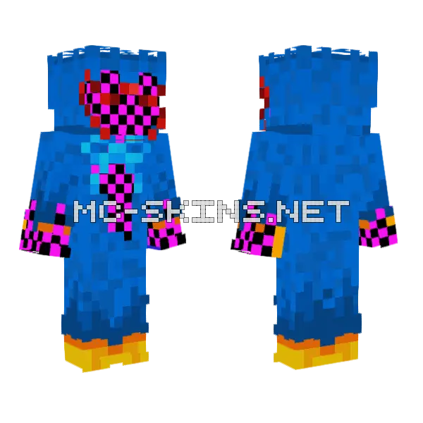 Corrupted Huggy Wuggy Minecraft skin, front and back