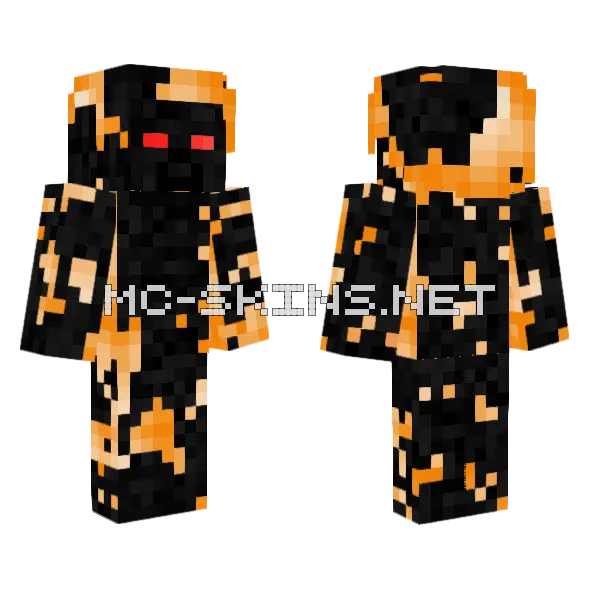 Corrupted Orange Steve Minecraft skin, front and back
