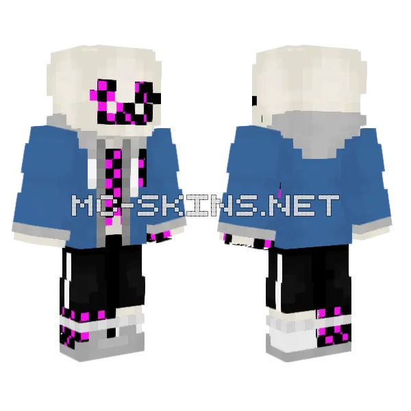 Corrupted Sans Minecraft skin, front and back
