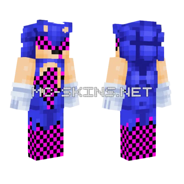 Corrupted Sonic Minecraft skin, front and back
