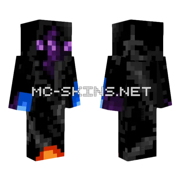 Cosmic Alien Water Fire Minecraft skin, front and back