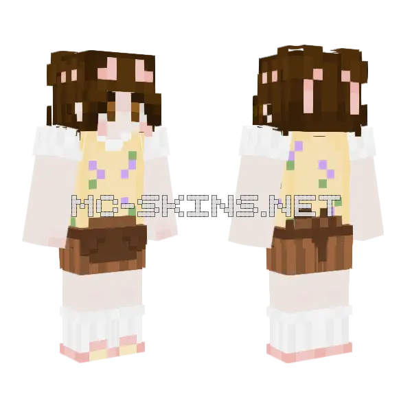 Cottagecore Aesthetic Minecraft skin, front and back
