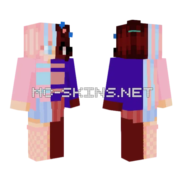 Cotton Candy Chocolate Girl Minecraft skin, front and back