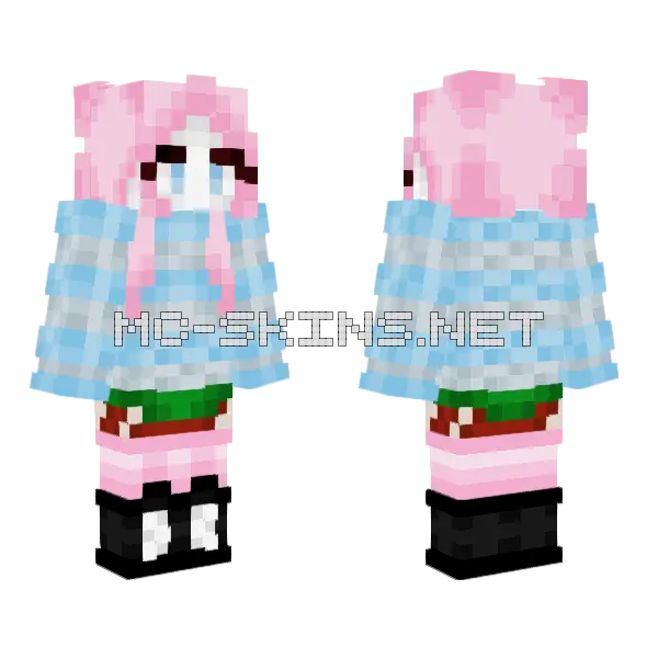 Cotton Candy Girl Minecraft skin, front and back
