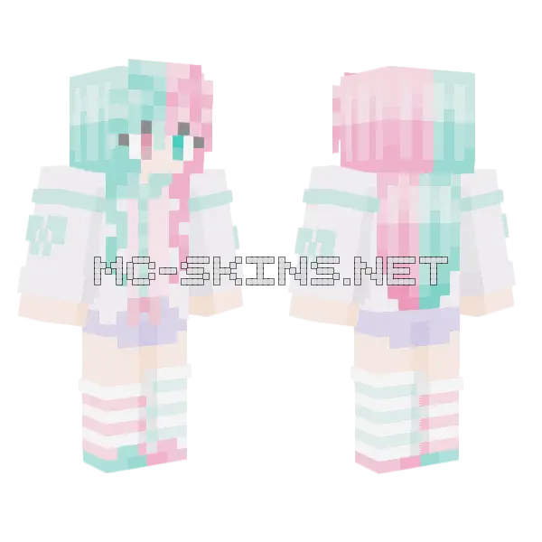 Cotton Candy Girl Minecraft skin, front and back