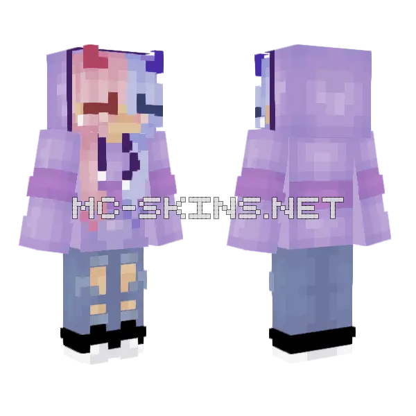 Cotton Candy Girl Minecraft skin, front and back