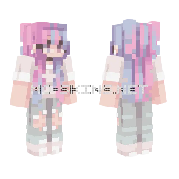 Cotton Candy Girl Minecraft skin, front and back
